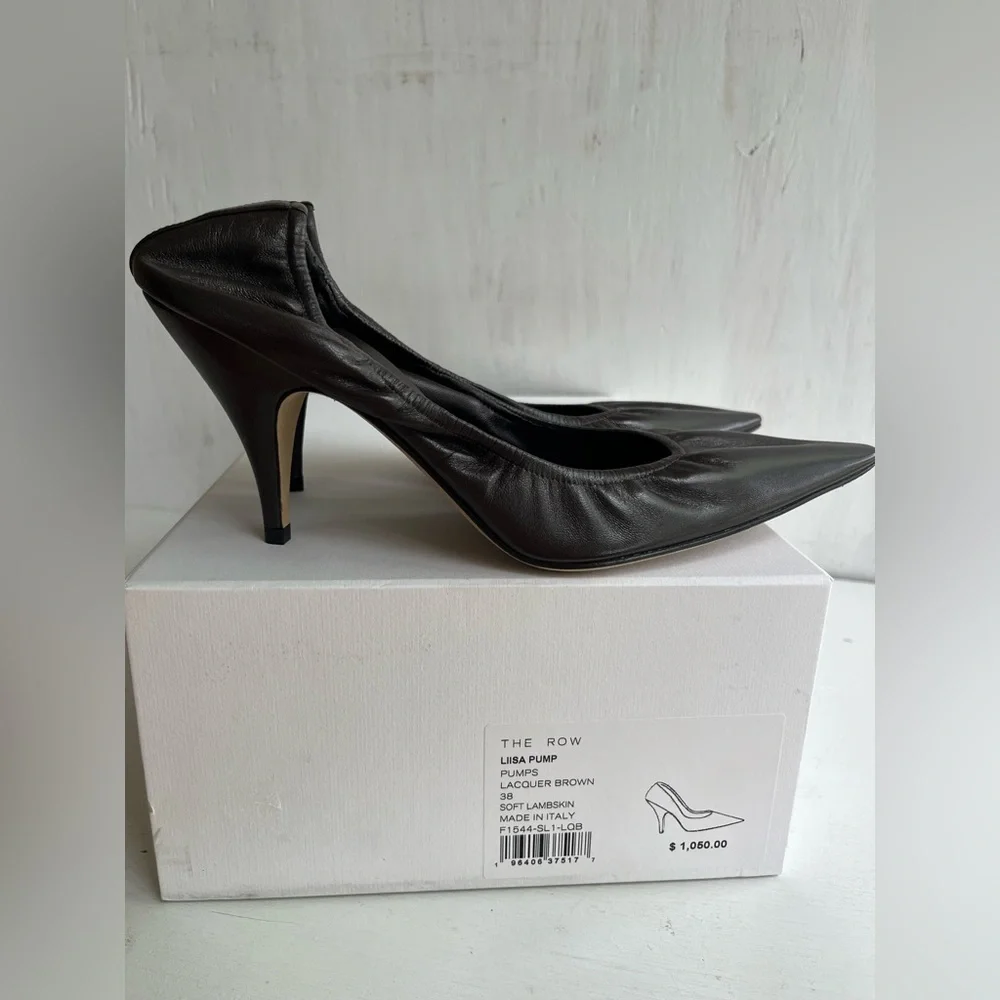 THE ROW Liisa Pointed Toe Pump - Laquer Brown 38 - Picture 12 of 15